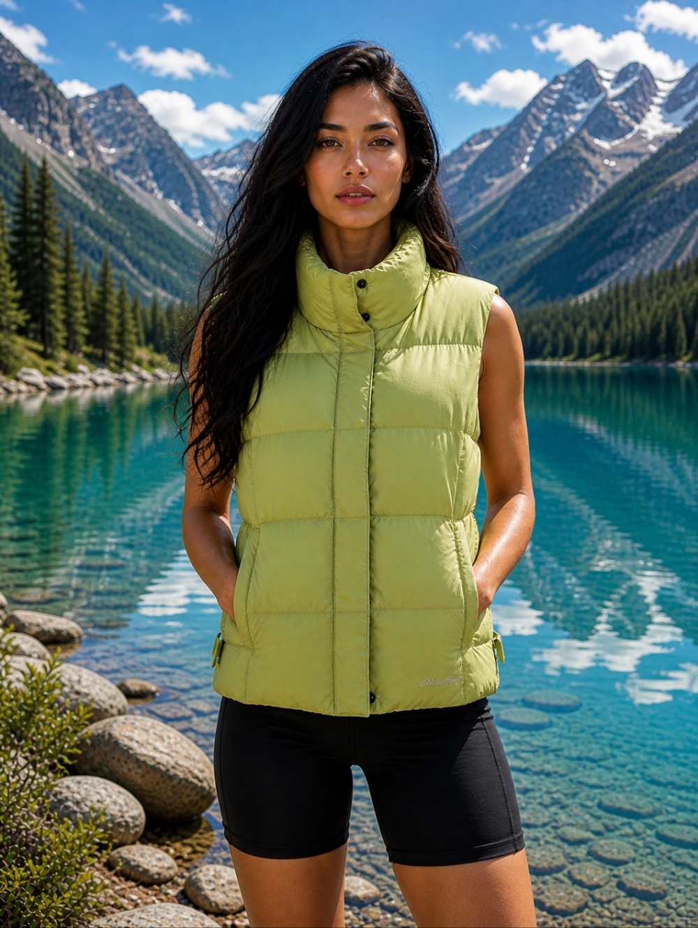 Eddie Bauer Goose Down Puffer Vest Womens M Gorpcore Outdoor Lightweight Green
